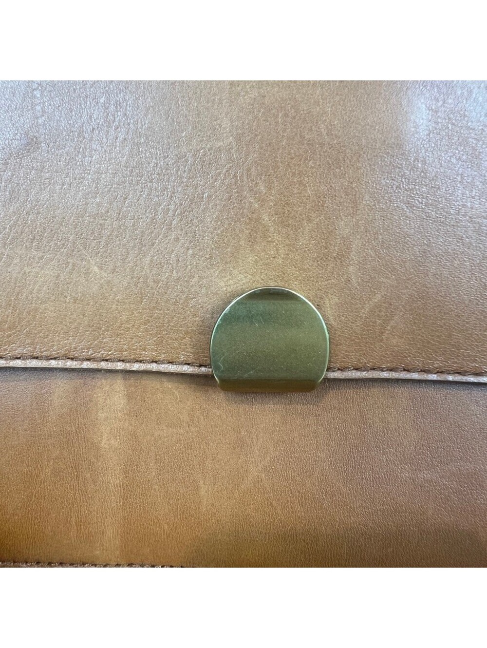 Madewell Vintage Brown Leather Crossbody Bag Brass Clasp Shoulder Purse - Picture 3 of 12